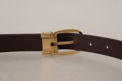 Dolce & Gabbana Dark Brown Calf Leather Gold Tone Metal Buckle