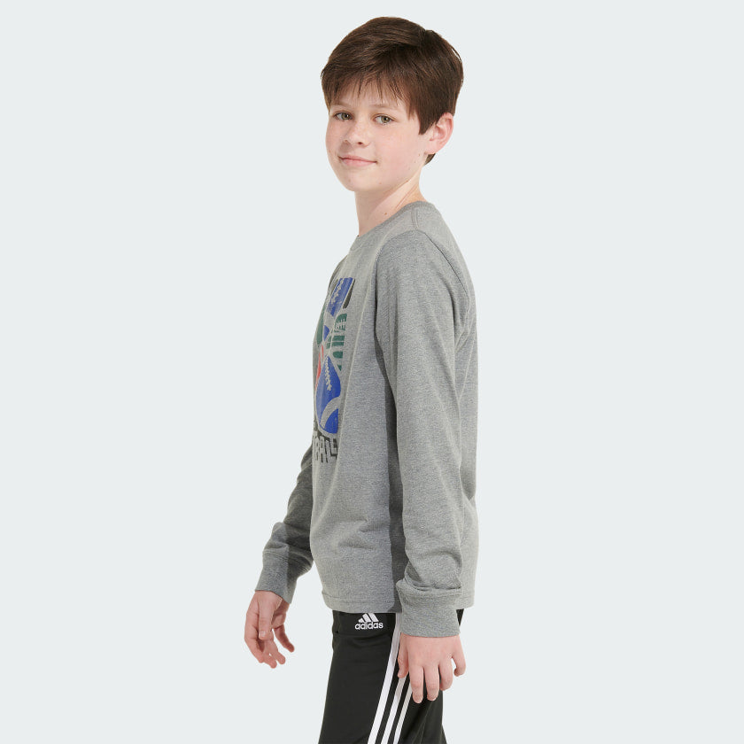 Kids' adidas Long Sleeve Graphic Heather Tee