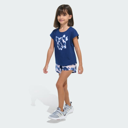 Kids' adidas Two-Piece Cap Sleeve Tee and Woven Shorts Set