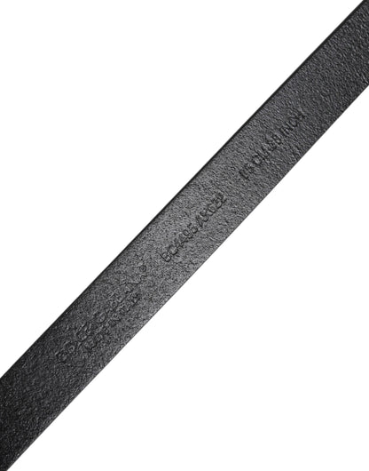 Dolce & Gabbana Black Calfskin Classic Metal Logo Buckle Belt