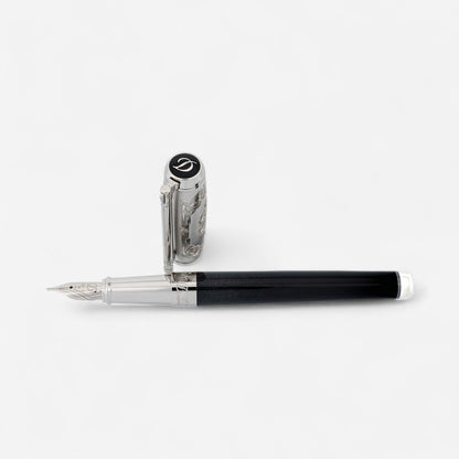 S.T. Dupont Conquest of the Wild West Black & Silver Lacquer & Palladium Fountain Pen (M) 410065