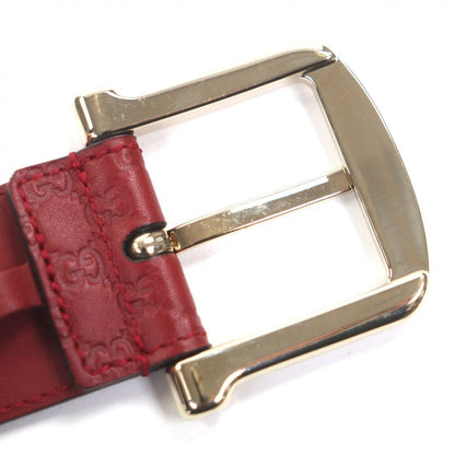 Gucci Micro Guccissima GG Pattern Pin Buckle Leather Belt Red Gold