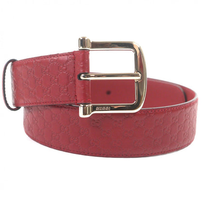 Gucci Micro Guccissima GG Pattern Pin Buckle Leather Belt Red Gold