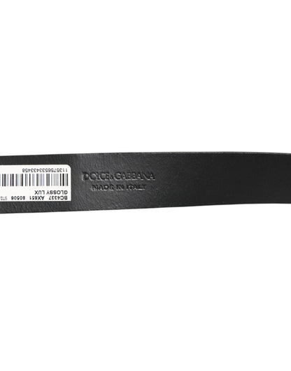 Dolce & Gabbana Brown Glossy Leather Classic Metal Buckle Belt