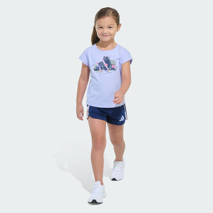 Kids' adidas Two-Piece Short Sleeve Graphic Tee and Mesh Shorts Set