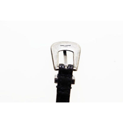 Saint Laurent Paris Narrow Belt Leather Western Black Aa