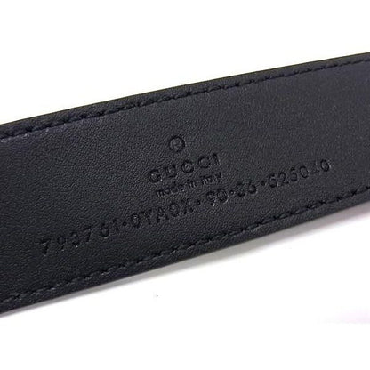 Gucci Leather Silver Belt Black