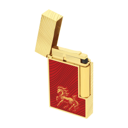 S.T. DUPONT Ligne 2 Horse Mane Guilloche Red/YG Lighter/Briquet C16080CL