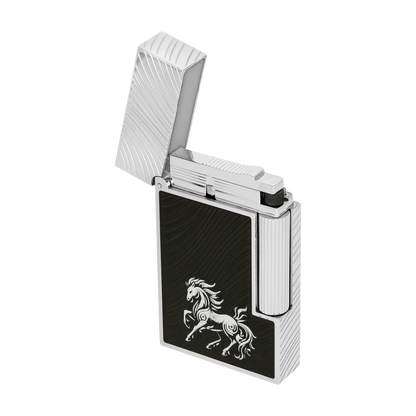 S.T. DUPONT Ligne 2 Horse Mane Guilloche Black/PAL Lighter/Briquet C16088CL