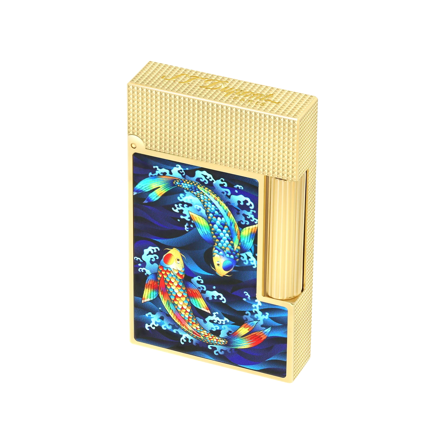 S.T. DUPONT Ligne 2 Golden Koi Fish Blue Lighter/Briquet C16397SH