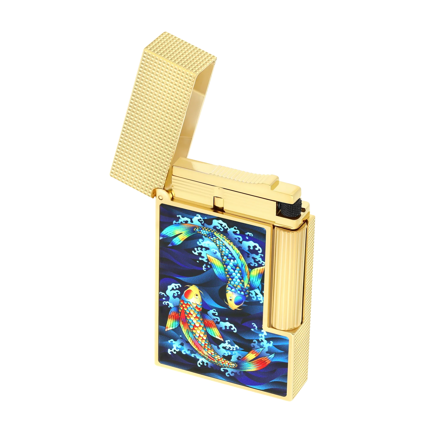 S.T. DUPONT Ligne 2 Golden Koi Fish Blue Lighter/Briquet C16397SH