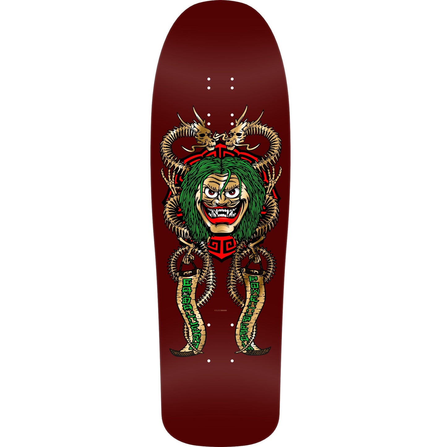 Powell Peralta Steve Caballero Mask Reissue Skateboard Deck - 9.75″ Burgundy/Gold Foil