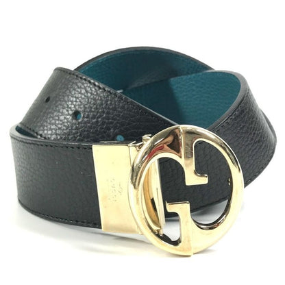 Gucci Belt Double G GG Logo Leather Black