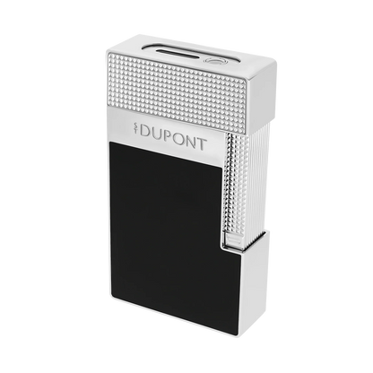 S.T. Dupont Black Lacquered Silver Table Lighter/Briquet T20101