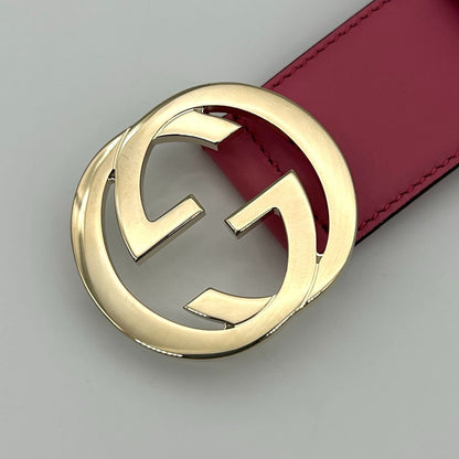 Gucci Belt Interlocking Leather Metal Pink Light Togo