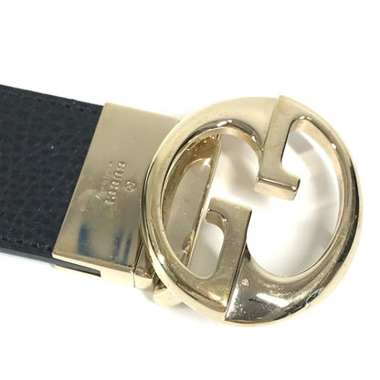 Gucci Belt Double G GG Logo Leather Black