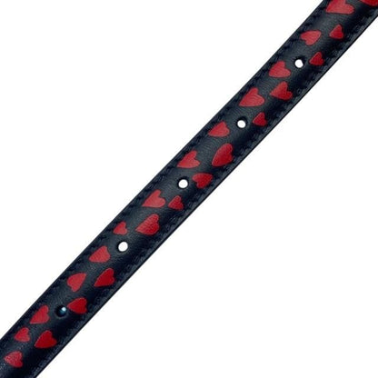 Christian Dior I Love Paris Belt Slim Small Heart Pattern Logo Total Leather