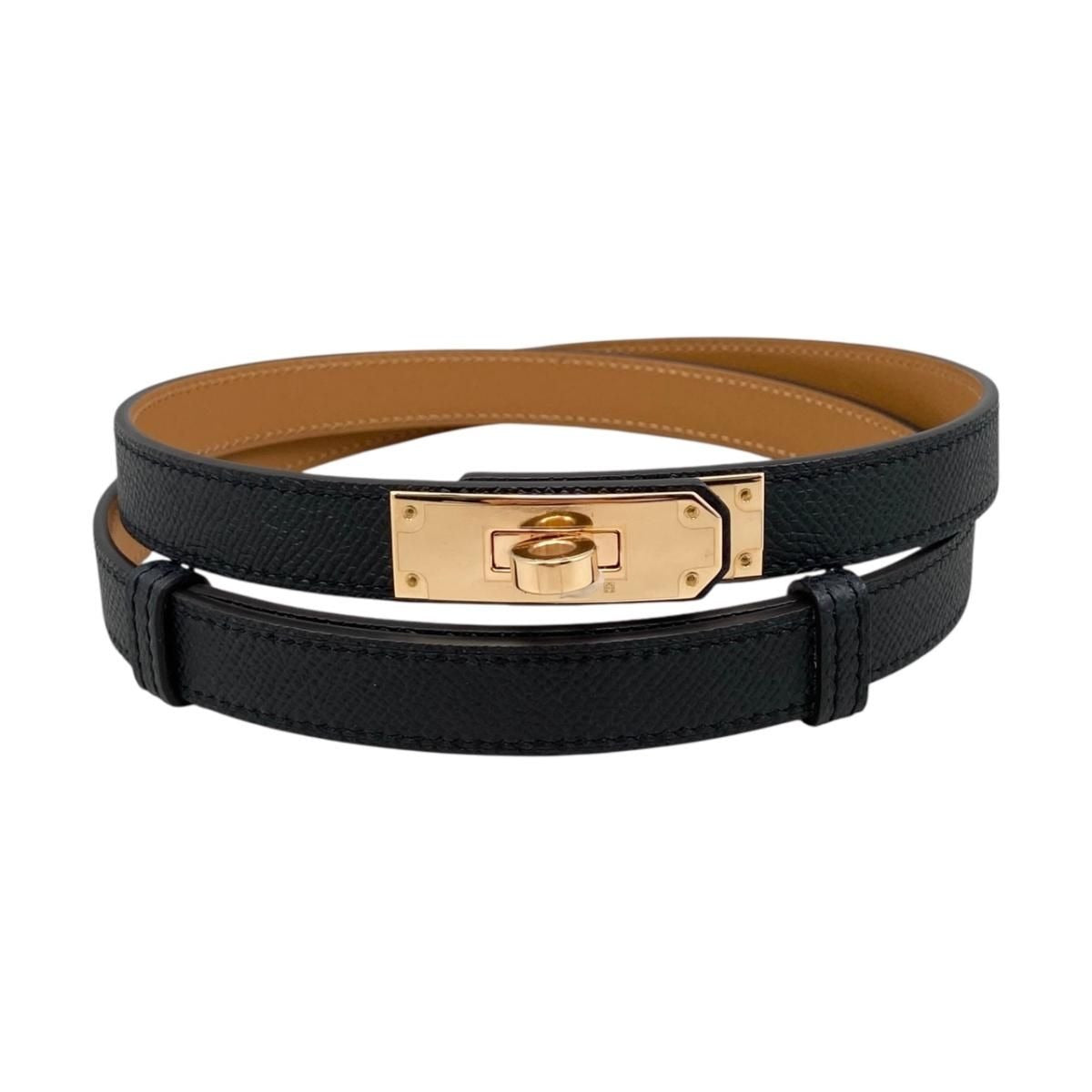Hermes Belt Kelly 18 89 Epsom Buckle Noir Black