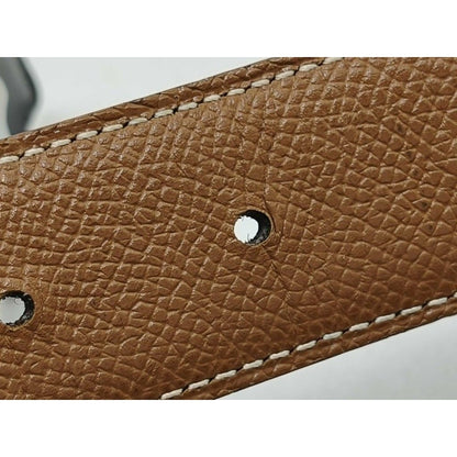 Hermes Belt Constance Black Gold Leather Reversible Silver