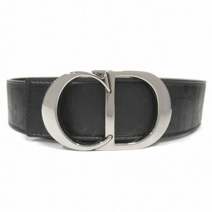 Dior Oblique Perforated Leather Belt Reversible CD Logo Silver Black