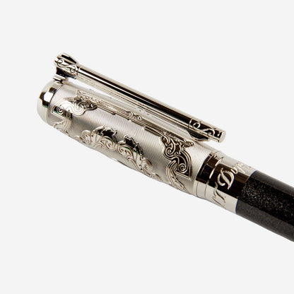 S.T. Dupont Conquest of the Wild West Black & Silver Lacquer & Palladium Fountain Pen (M) 410065