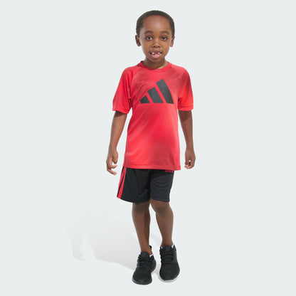 Kids' adidas Two-Piece Short Sleeve Raglan Printed Tee and Shorts Set