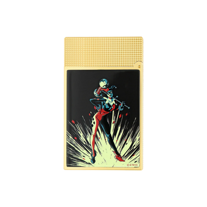 S.T. DUPONT Ligne 2 DC COMICS Lacquered Gold Harley Quinn Lighter/Briquet C16696