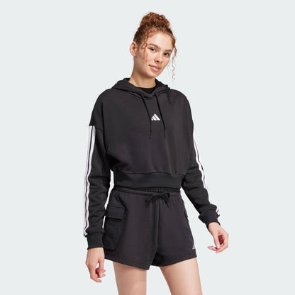 Women's adidas Essentials 3-Stripes French Terry Crop Hoodie