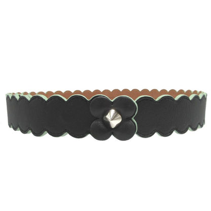 Fendi Flower Motif Leather Black 75 Belt 0753