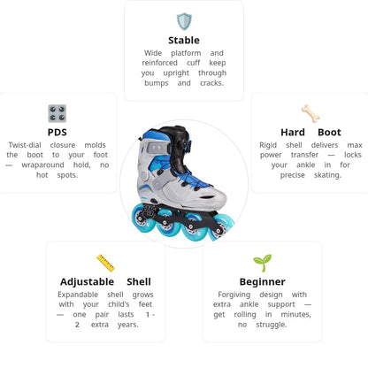 Powerslide Jet Pro PDS Smoky Grey adj. Kids Skates