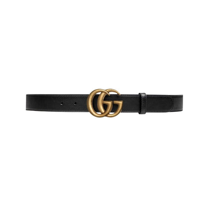 GUCCI Leather belt with double G buckle