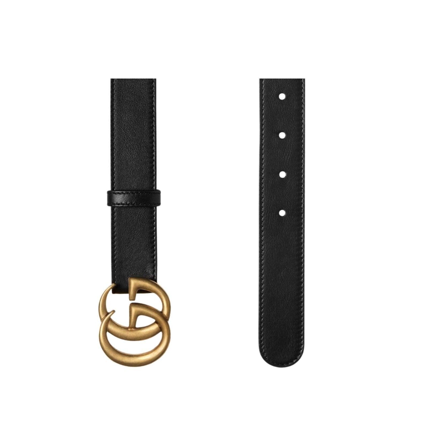GUCCI Leather belt with double G buckle