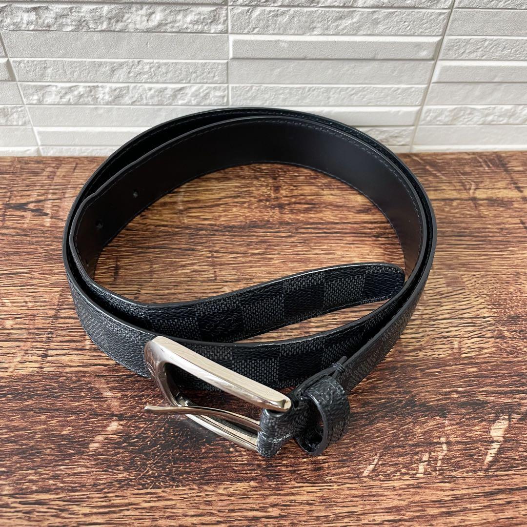 Louis Vuitton Damier Graphite Belt Ceinture Silver