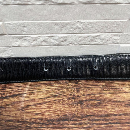 Celine Leather Carriage Logo Gold Belt Black