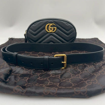 Gucci Marmont Matelasse Leather Belt Bag Black