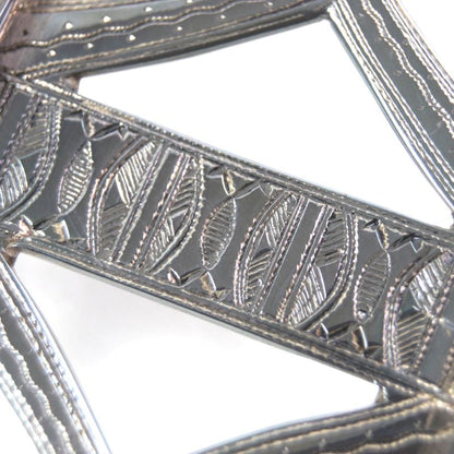 Hermes Touareg Hand Engraved Design Chrome Color Leather Use Belt Buckle SV 925