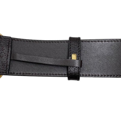 Gucci Wide Belt Double G Dj20 T 1000 Calfskinleather Black Goldhardware